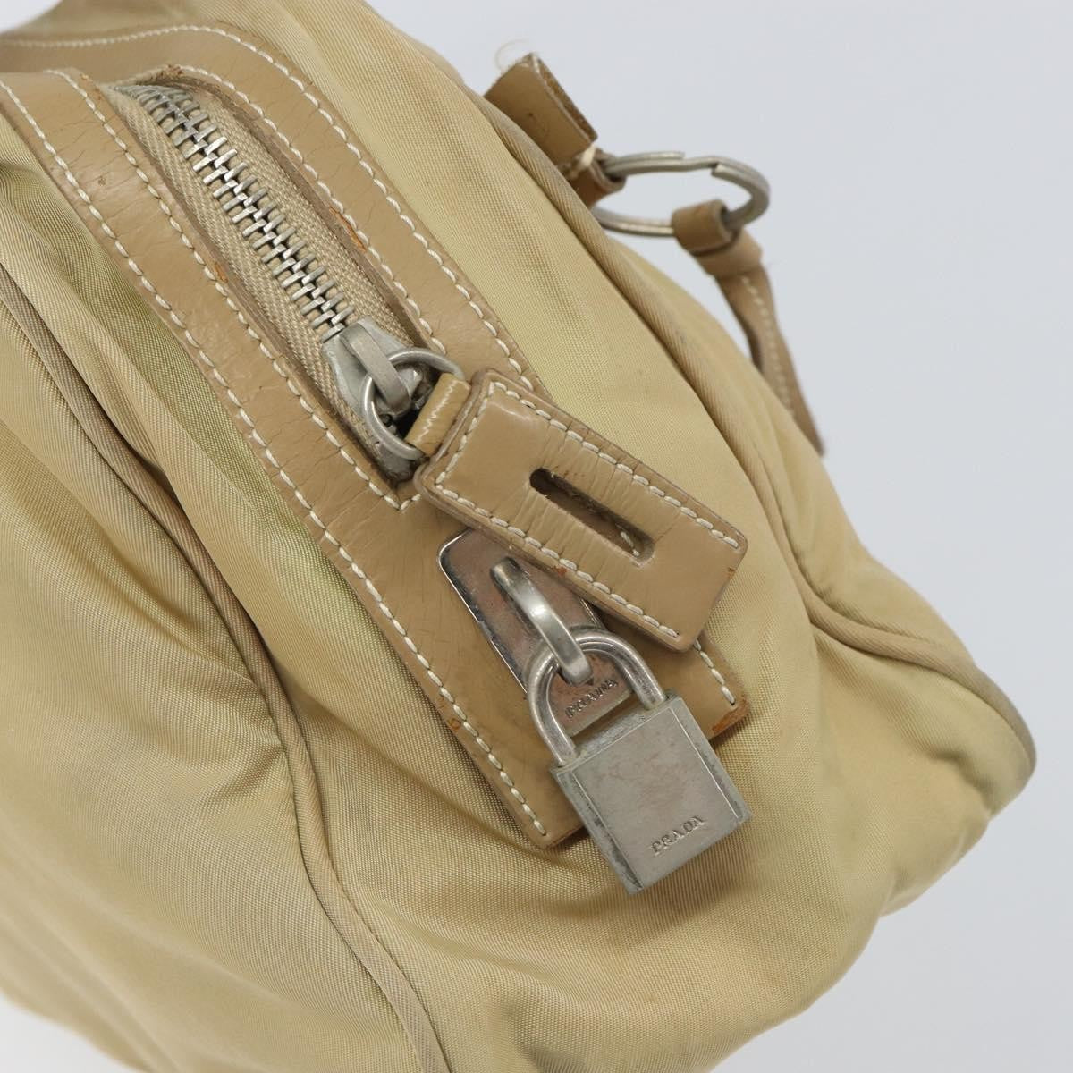 Prada PRADA Hand Bag Nylon Beige Silver Authentic 166752