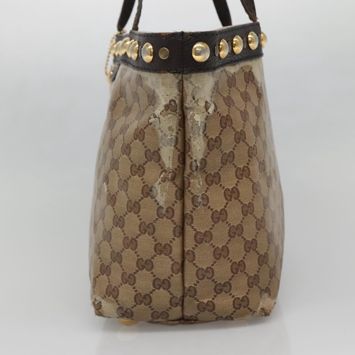 Gucci GUCCI GG Crystal Tote Bag Coated Canvas Beige Gold 207291 Authentic 139548
