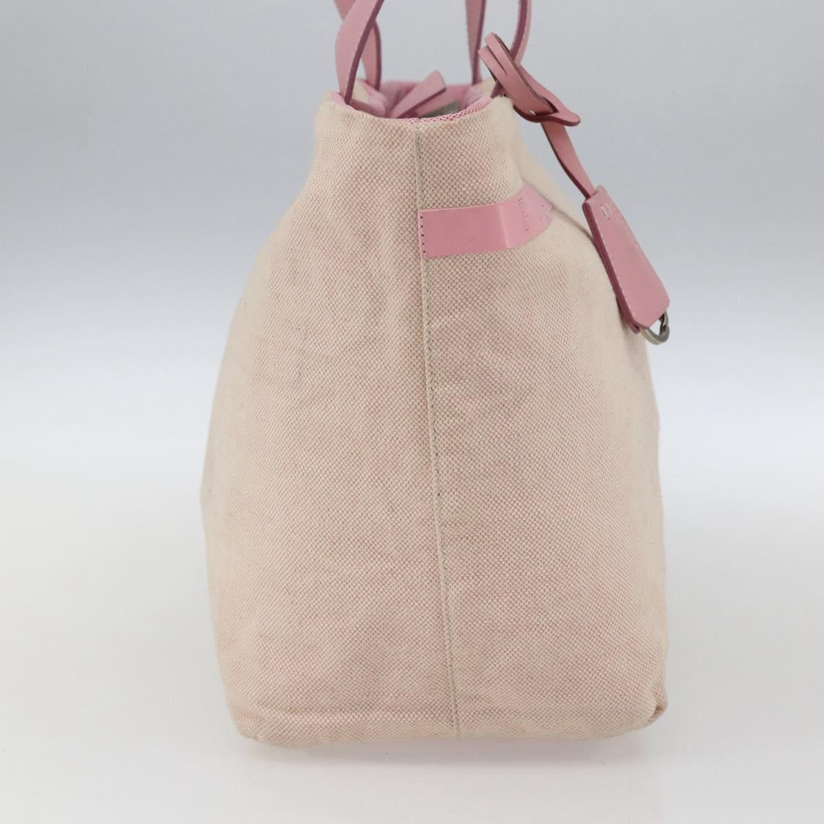 Prada PRADA Tote Bag Canvas Pink Silver Authentic bs33108