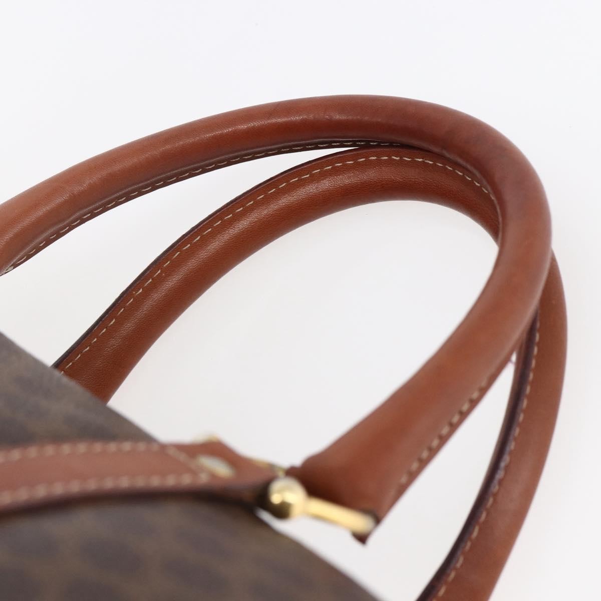 Celine CELINE Macadam Canvas Mini Boston Bag PVC Leather Brown Authentic ki6058