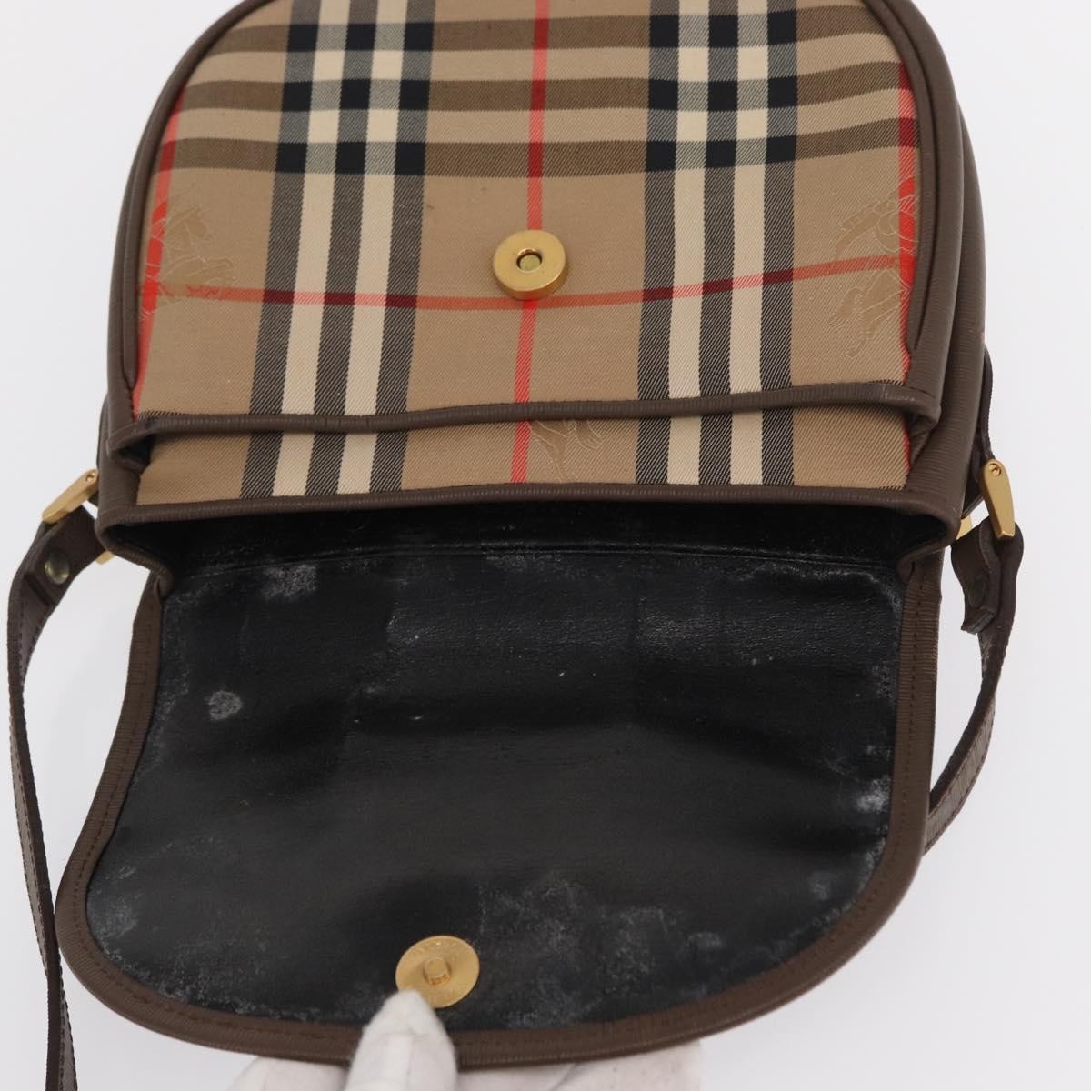 Burberrys Burberrys Nova Check Shoulder Bag Canvas Beige Gold Authentic ep13205