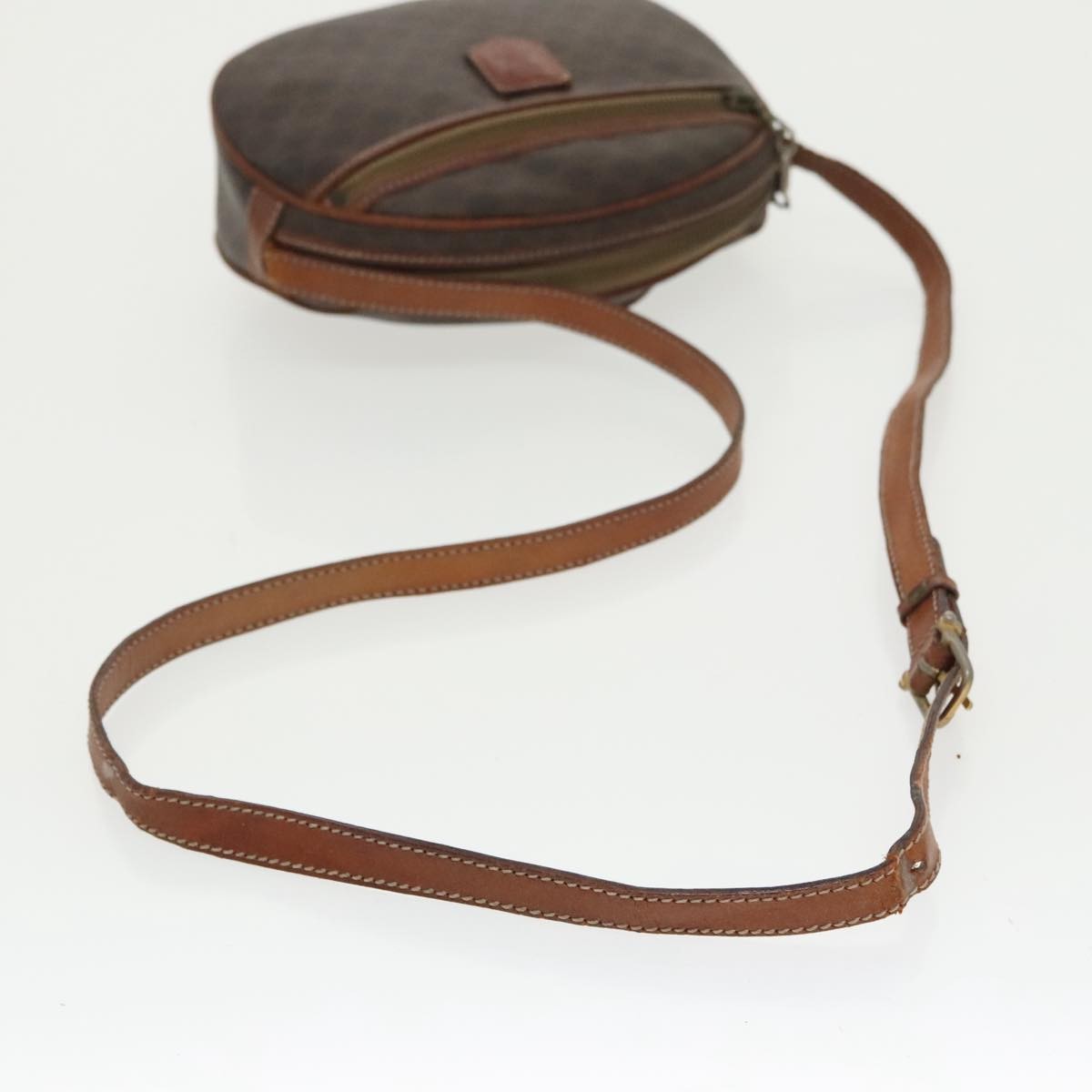 Celine CELINE Macadam Canvas Shoulder Bag PVC Leather Brown Gold Authentic bs19763