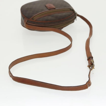 Celine CELINE Macadam Canvas Shoulder Bag PVC Leather Brown Gold Authentic bs19763