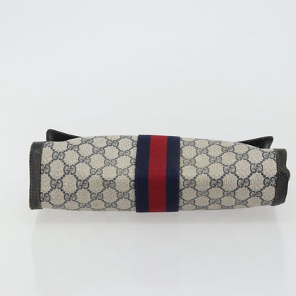 Gucci GUCCI GG Supreme Sherry Line Clutch Bag PVC Navy Gold 41 014 3087 Authentic YKZ1523