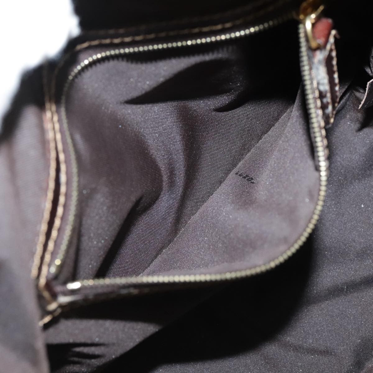 Fendi FENDI Zucchino Canvas Hand Bag Brown Gold Authentic bs21516