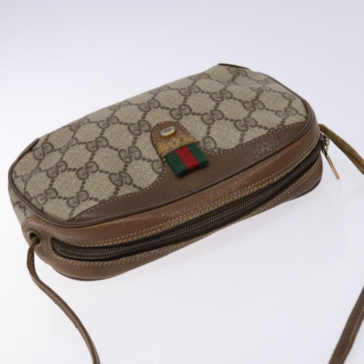 Gucci GUCCI GG Supreme Web Sherry Line Shoulder Bag PVC Beige 89 02 066 Authentic 133869
