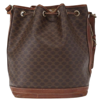 Celine CELINE Macadam Canvas Shoulder Bag PVC Leather Brown Gold Authentic 162040