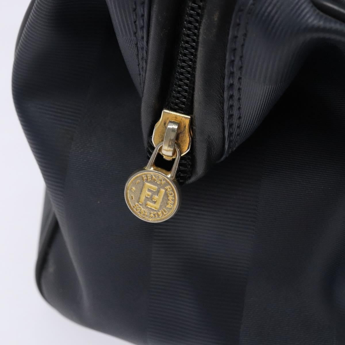 Fendi FENDI Pecan Canvas Hand Bag Navy Gold Authentic ep10858