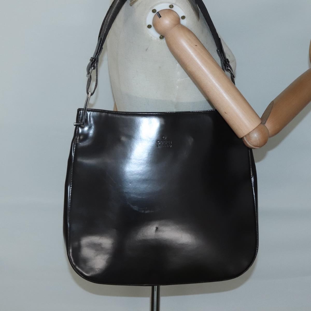 Gucci GUCCI Shoulder Bag Patent leather Brown Silver 001 3166 Authentic ep8849