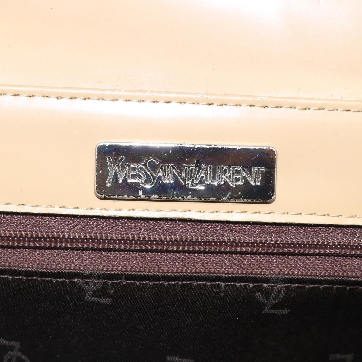 Saint Laurent SAINT LAURENT Shoulder Bag Leather Beige Silver Authentic bs23487