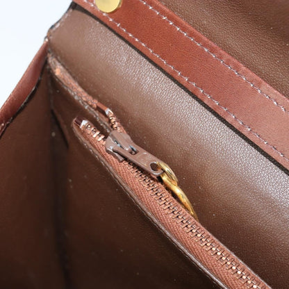 Dior Christian Dior Shoulder Bag Leather Brown Gold Authentic mr2273