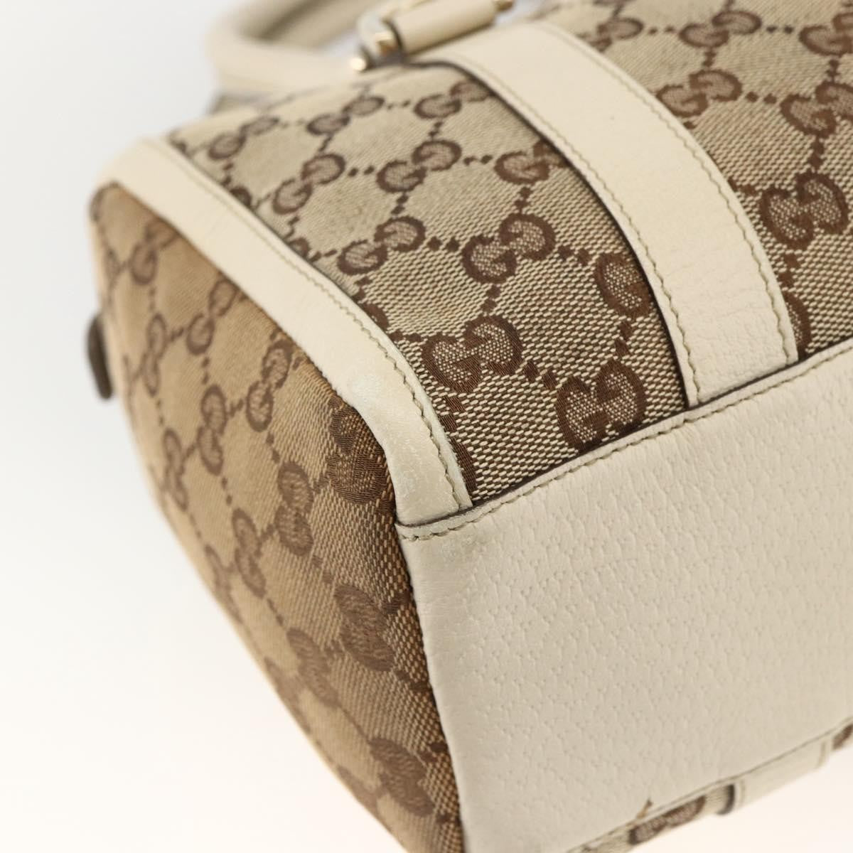Gucci GUCCI GG Canvas Hand Bag Beige Gold 130942 Authentic BSZ194