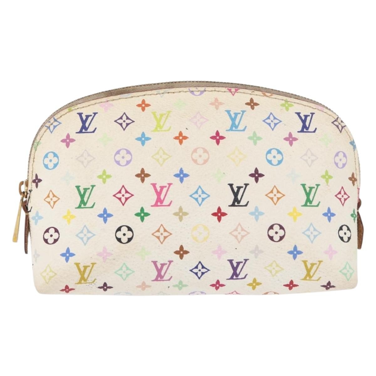 Louis Vuitton LOUIS VUITTON Multicolor Pochette Cosmetic PM Pouch White M47354 LV Authentic LNZ961 Bag