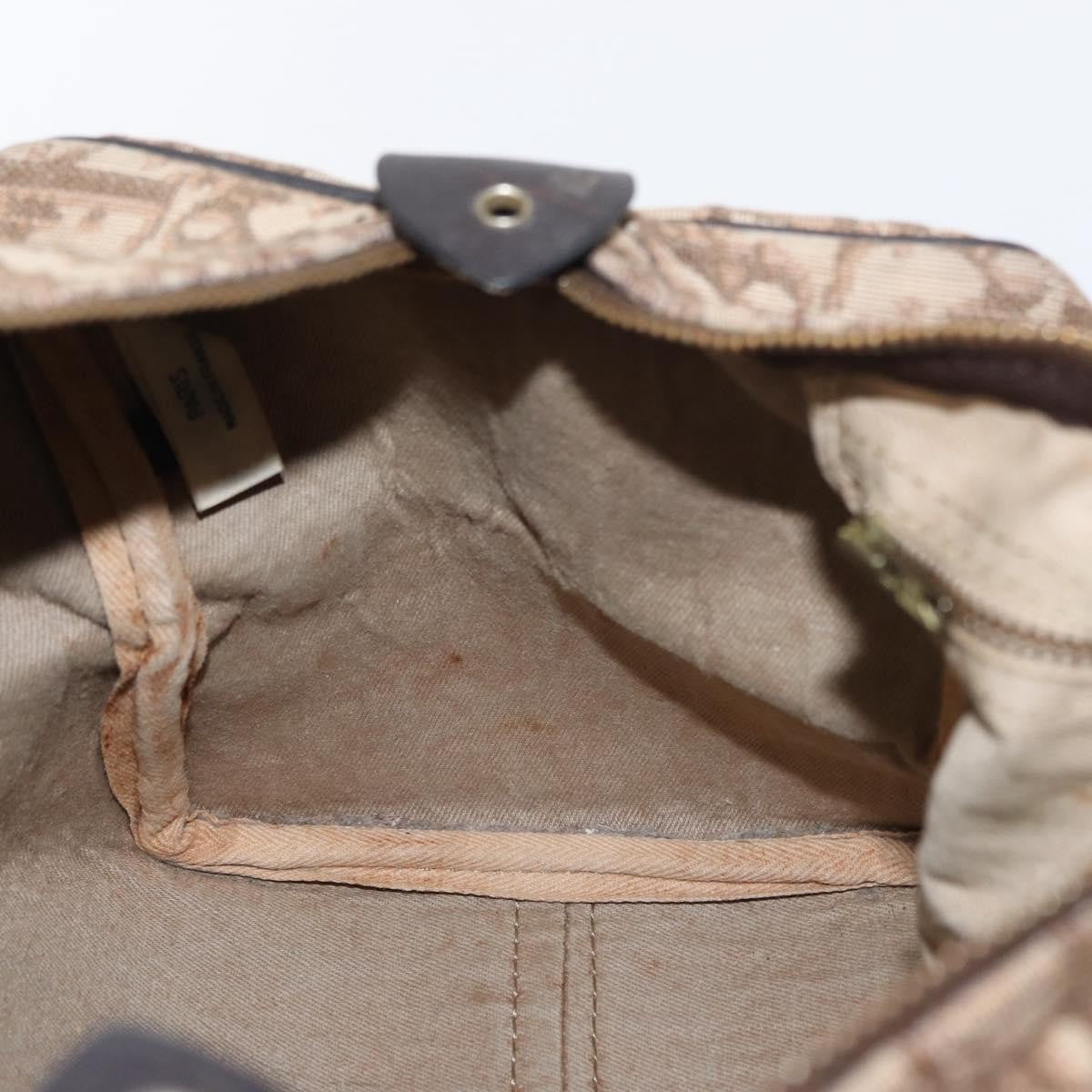Dior Christian Dior Trotter Canvas Hand Bag Brown Gold Authentic ka627