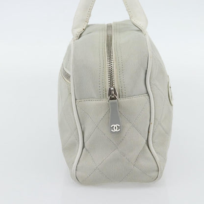 Chanel CHANEL Hand Bag Canvas Leather Gray Silver CC Authentic ka4399A
