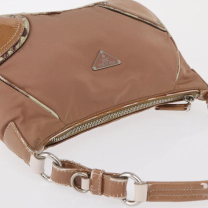 Prada PRADA Shoulder Bag Nylon Beige Silver Authentic 169041