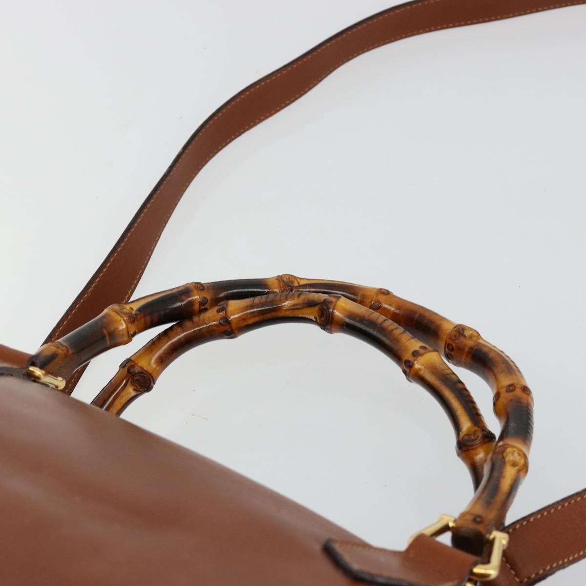 Gucci GUCCI Bamboo Hand Bag Leather 2way Brown Gold 000 122 0293 Authentic 181101