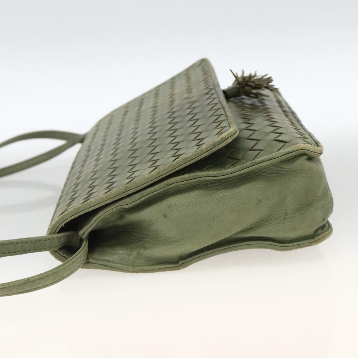 BOTTEGAVENETA BOTTEGAVENETA BOTTEGA VENETA INTRECCIATO Shoulder Bag Leather Khaki Gold Authentic BSZ346