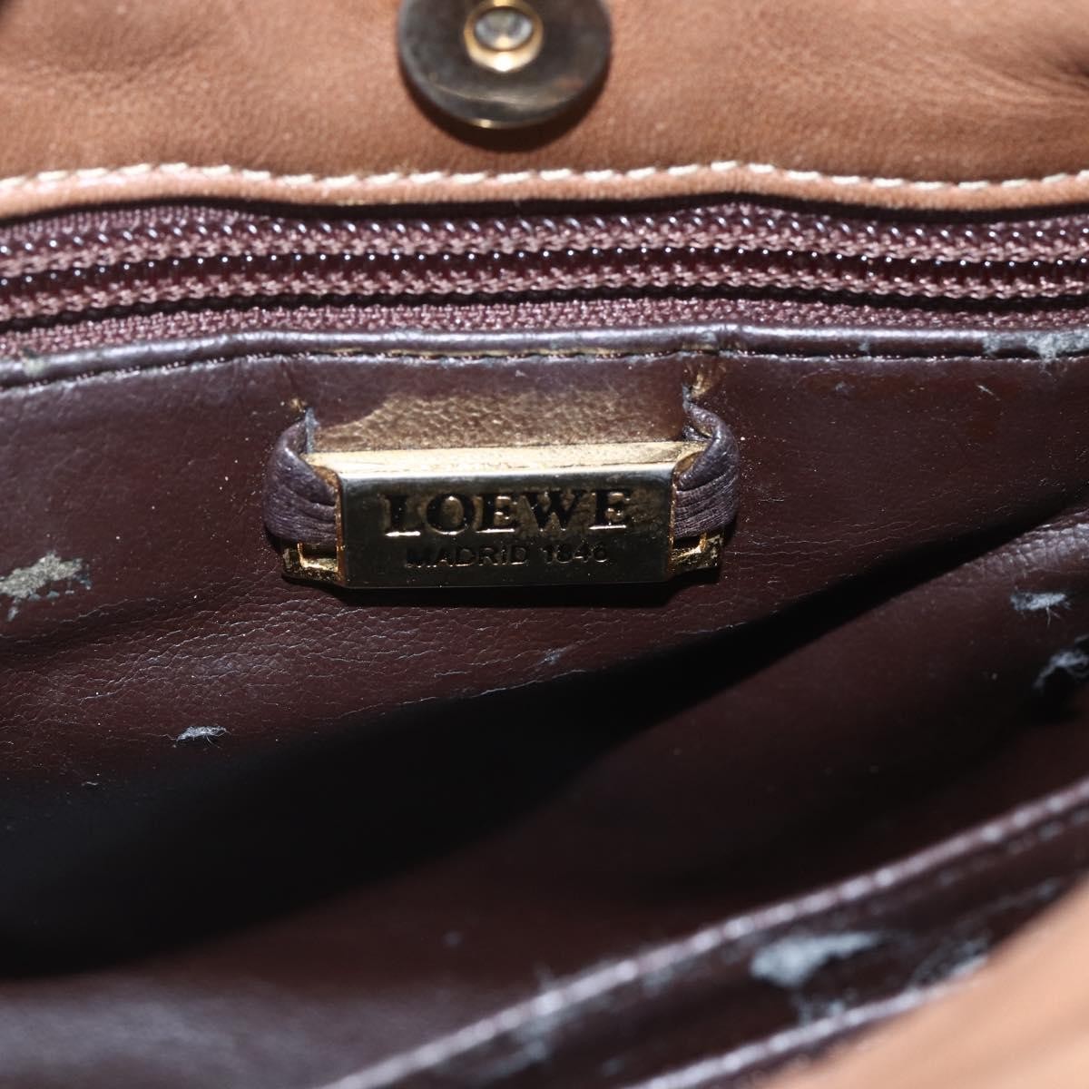 Loewe LOEWE Anagram Shoulder Bag Leather Brown Gold Authentic ep12651