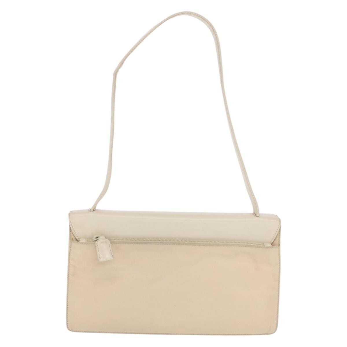 Prada PRADA Shoulder Bag Nylon Beige Silver Authentic bs33180