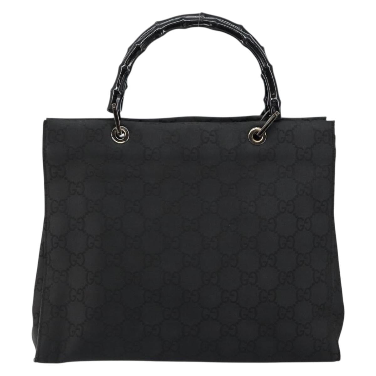 Gucci GUCCI Bamboo GG Canvas Hand Bag Black Silver 002 1010 3754 Authentic ep11357