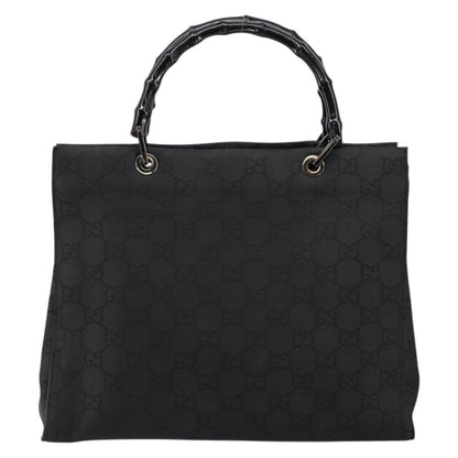Gucci GUCCI Bamboo GG Canvas Hand Bag Black Silver 002 1010 3754 Authentic ep11357