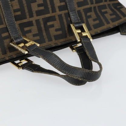Fendi FENDI Zucca Canvas Hand Bag Brown Black gold Authentic 146809