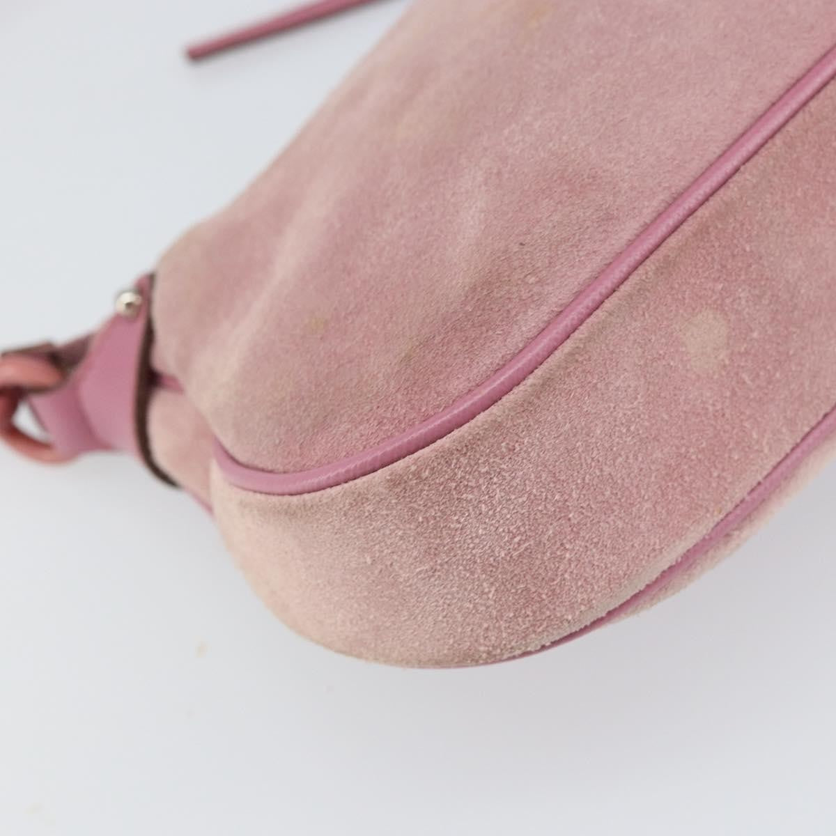 Salvatore Ferragamo Salvatore Ferragamo Gancini Shoulder Bag Suede Pink Silver Authentic 166453