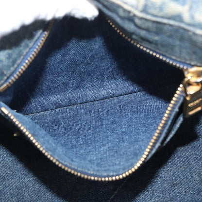 Prada PRADA Canapa PM Hand Bag Denim Blue Gold Authentic bs34435