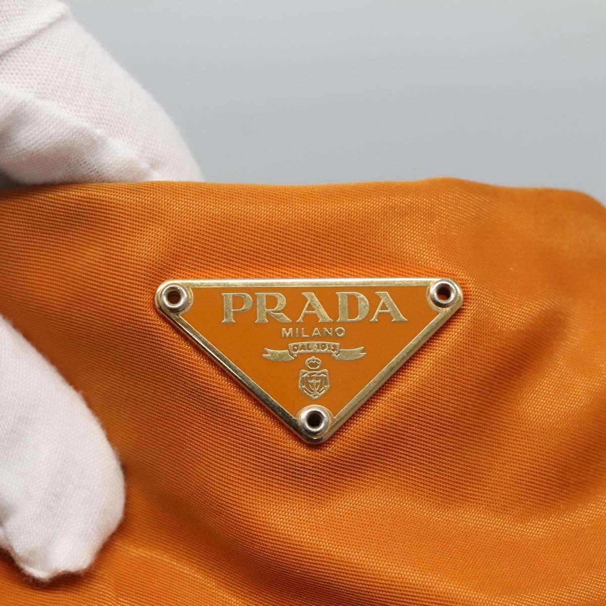 Prada PRADA Shoulder Bag Nylon Orange Gold Authentic EC663