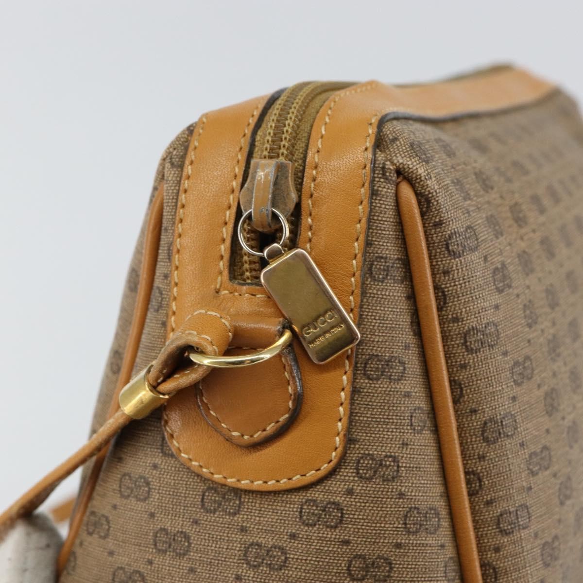 Gucci GUCCI Micro GG Supreme Shoulder Bag PVC Beige Gold Authentic ep11521