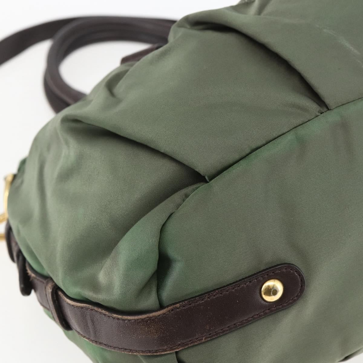 Prada PRADA Hand Bag Nylon 2way Khaki Gold Authentic 170942