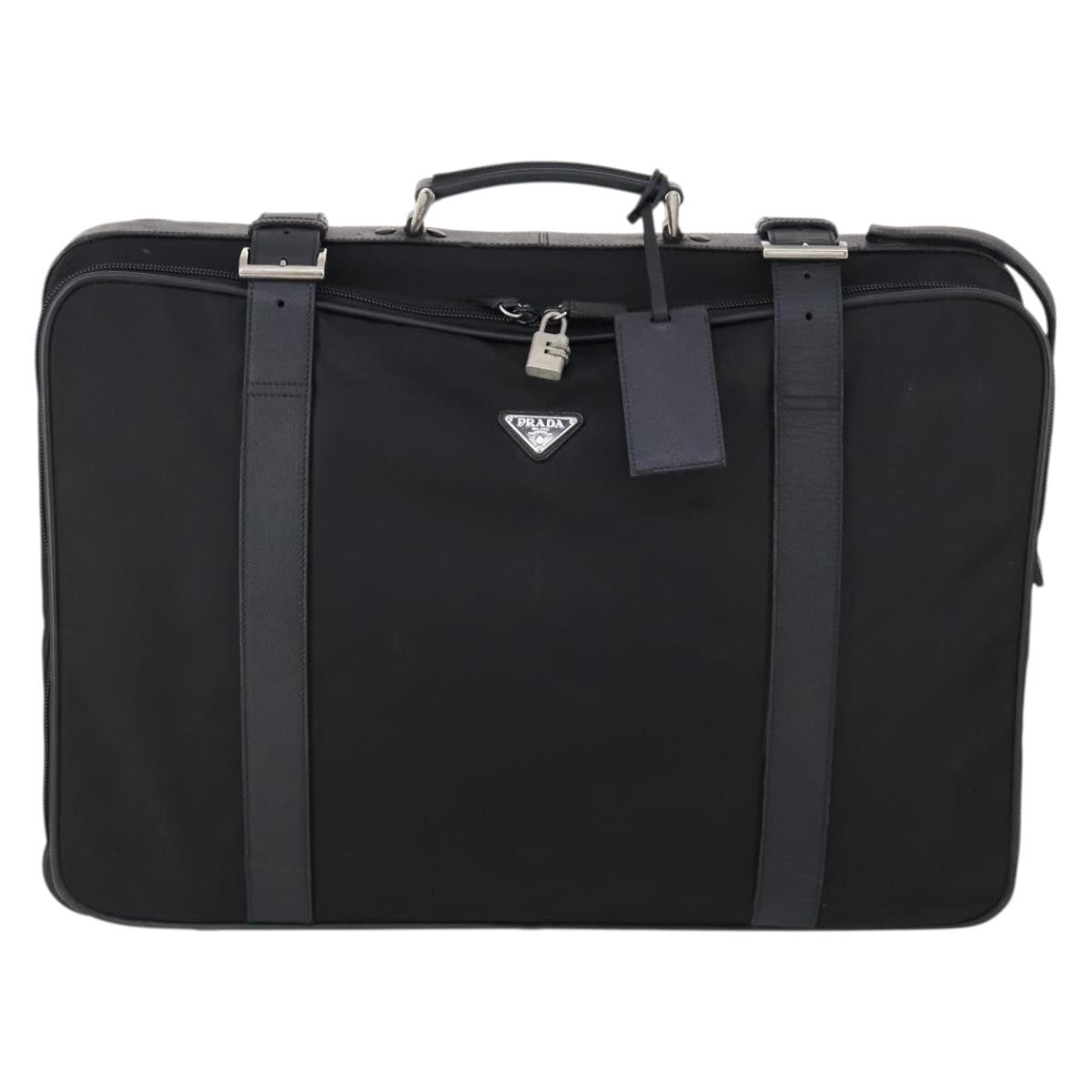 Prada PRADA Trunk Nylon Black Silver Authentic am9650 Bag