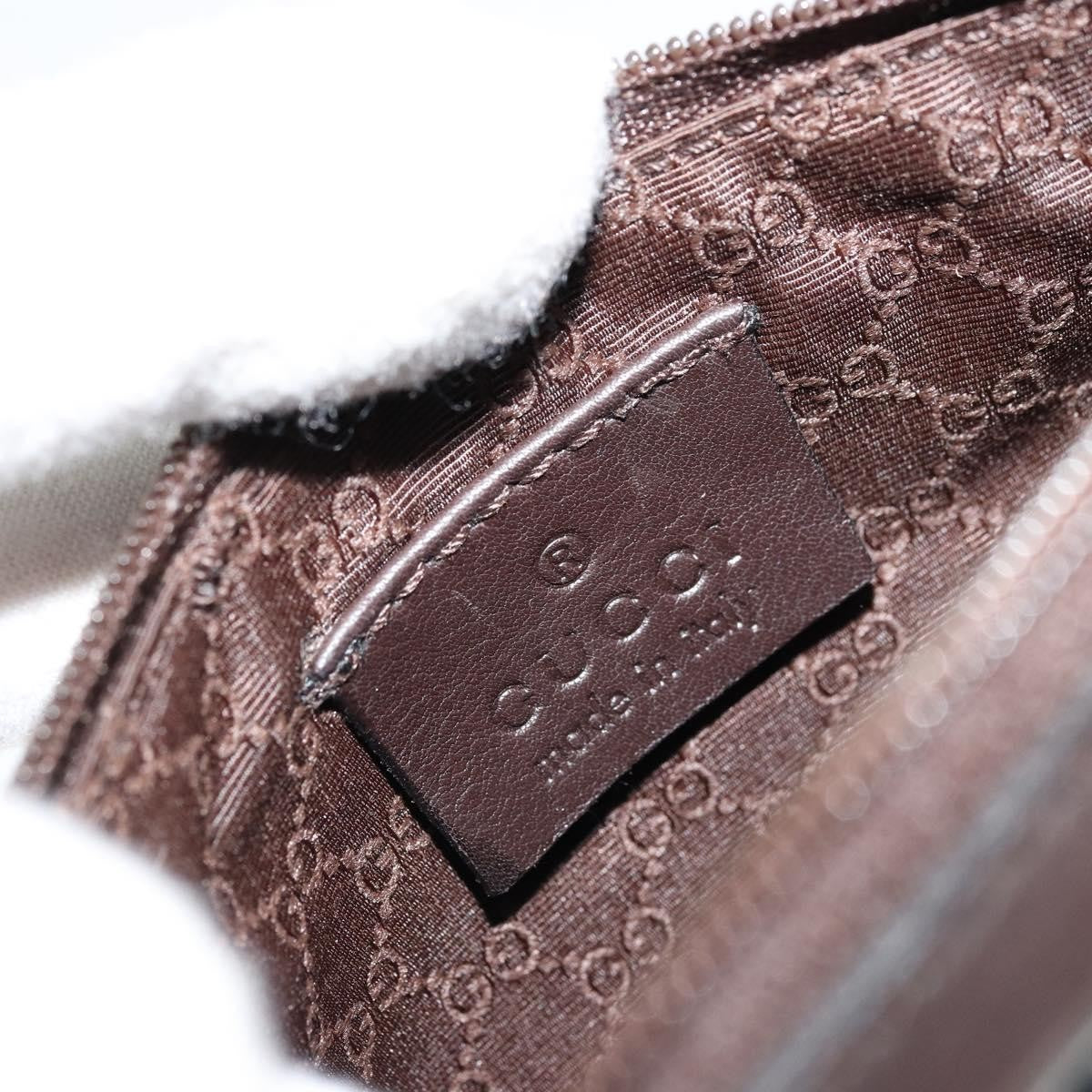 Gucci GUCCI Hand Pouch Bag Canvas Leather Brown White 92821 Authentic 177484A