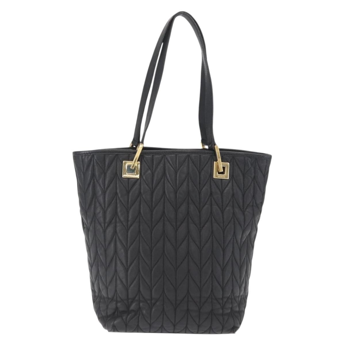Gucci GUCCI Tote Bag Leather Black Gold 002 1099 Authentic 166099