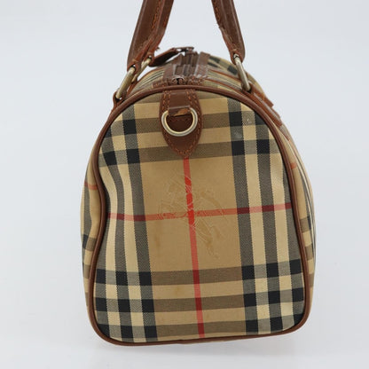 Burberrys Burberrys Nova Check Hand Bag Canvas Leather Beige Gold Authentic mr1638