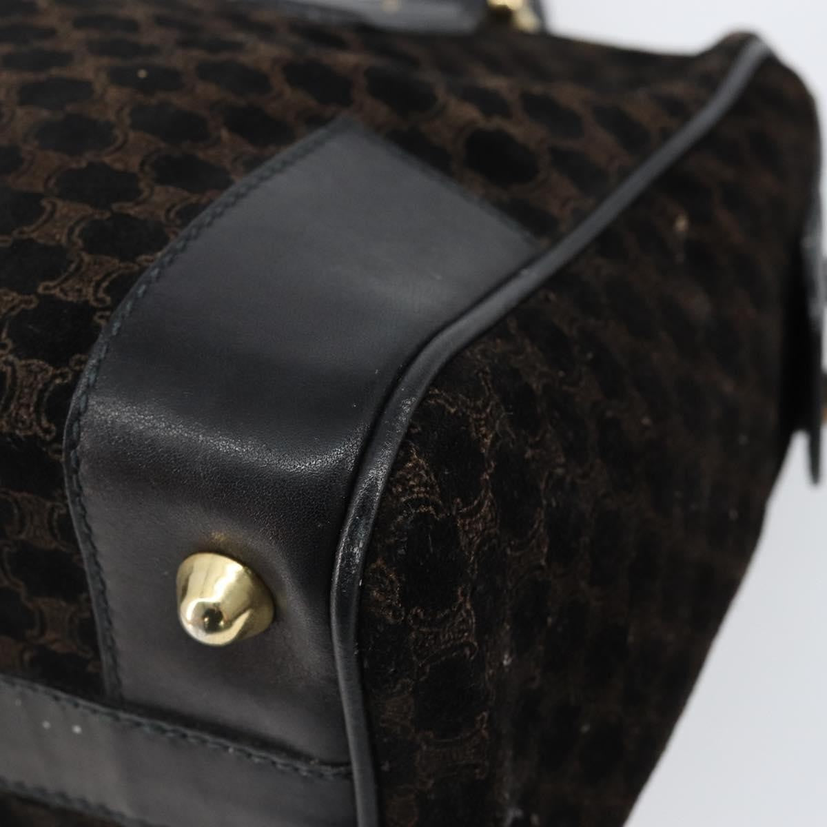 Celine CELINE Macadam Canvas Hand Bag Suede Black Gold Authentic ep11623
