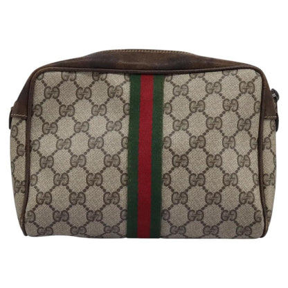Gucci GUCCI GG Supreme Web Sherry Line Clutch Bag PVC Beige Red Green Authentic th5590