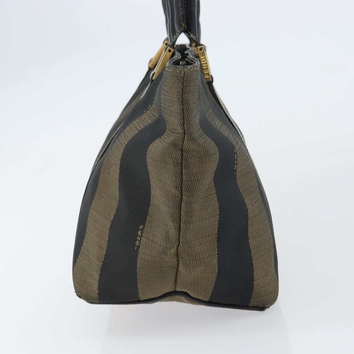 Fendi FENDI Pecan Canvas Hand Bag Black Brown Authentic 158368