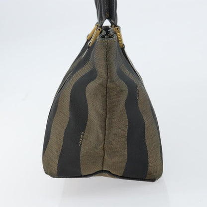Fendi FENDI Pecan Canvas Hand Bag Black Brown Authentic 158368