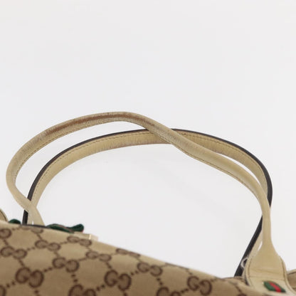 Gucci GUCCI GG Canvas Web Sherry Line Pretty Tote Bag Beige Gold 163805 Authentic ka637