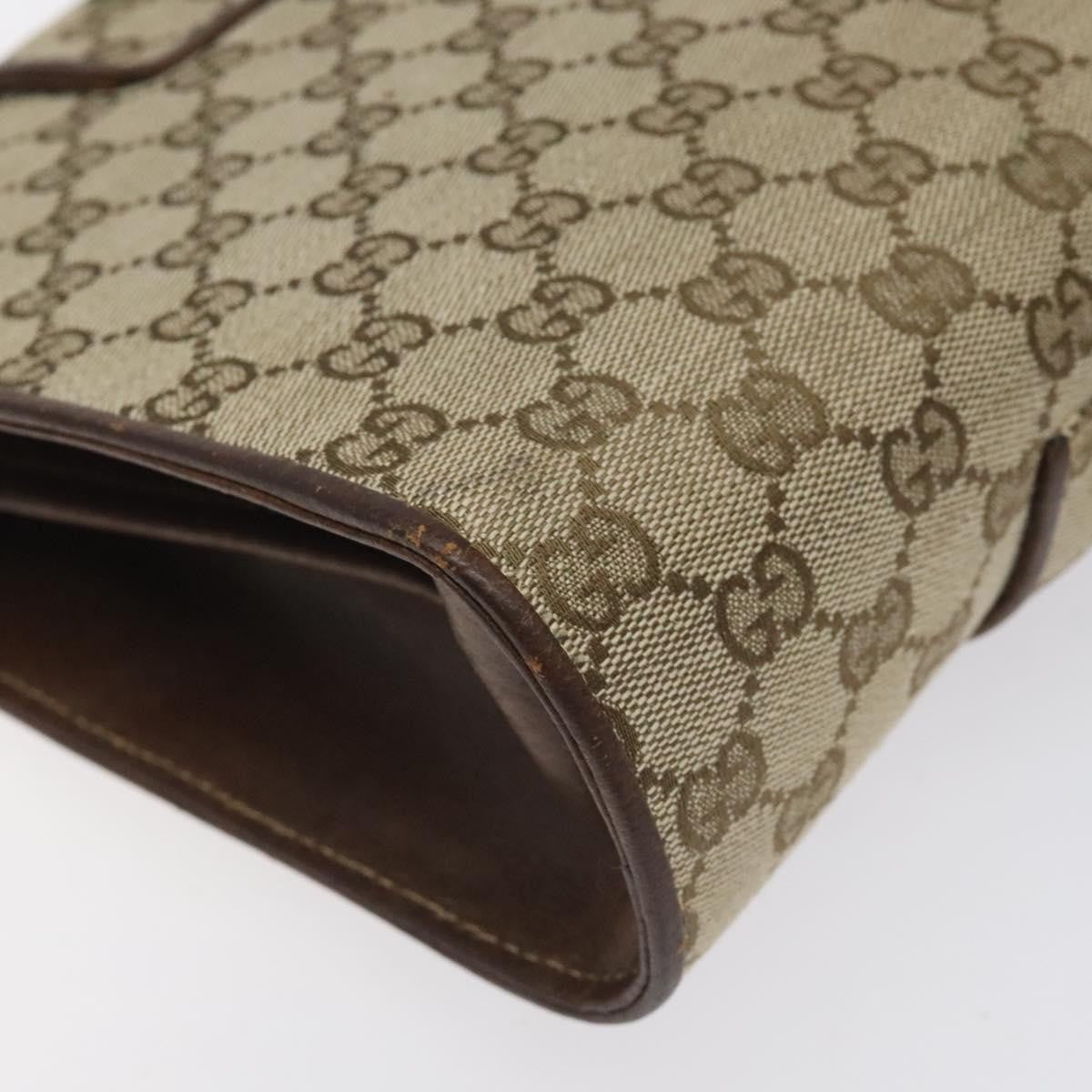Gucci GUCCI GG Canvas Shoulder Bag Beige Gold Authentic bs27064