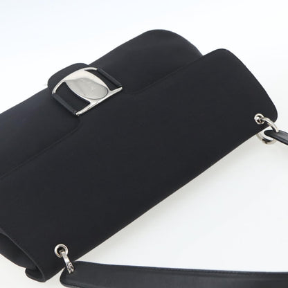 Salvatore Ferragamo Salvatore Ferragamo Vala Shoulder Bag Nylon Black Silver Authentic 162155