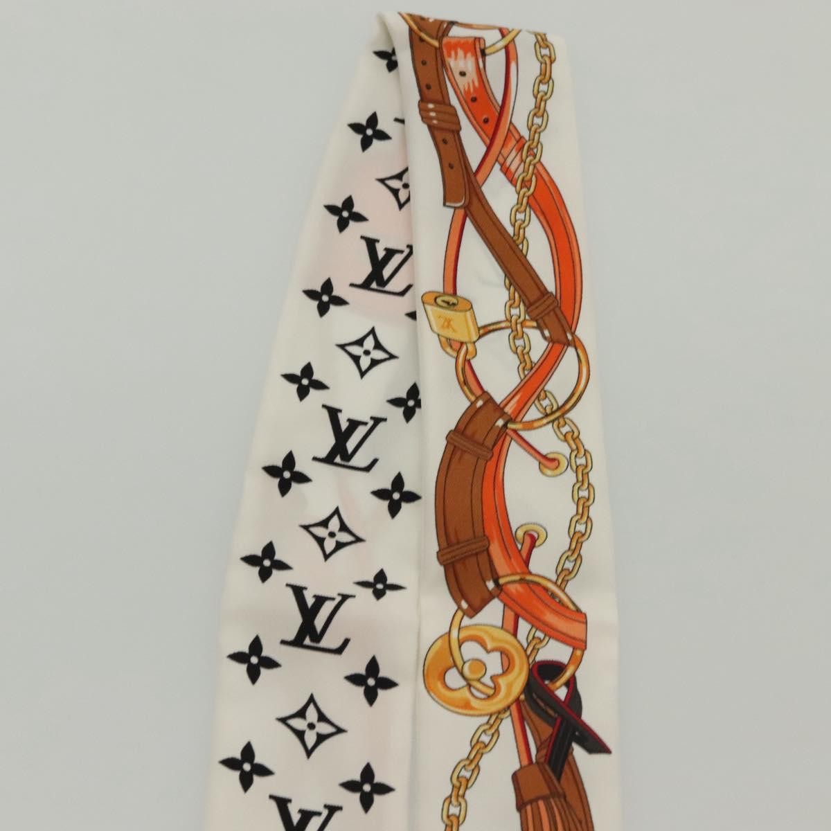 Louis Vuitton LOUIS VUITTON Flower And Straps Bando BB Scarf Silk White M90658 LV Authentic 136325M Bag