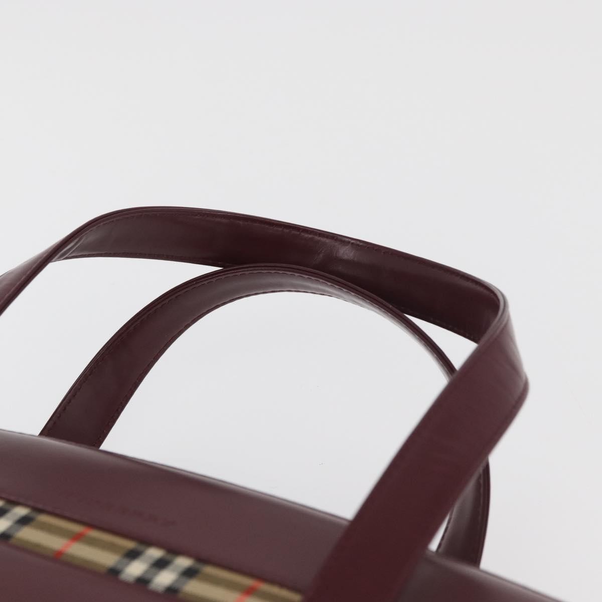 Burberry BURBERRY Hand Bag Leather Bordeaux Silver Authentic 181526