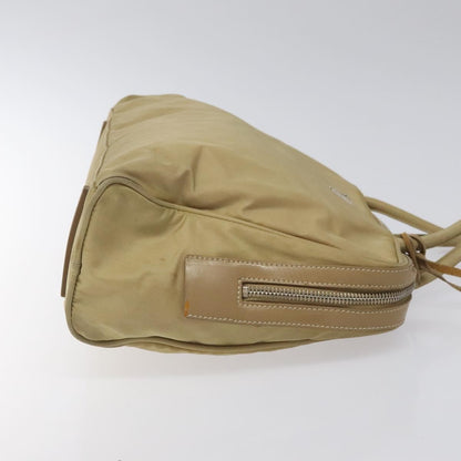 Prada PRADA Hand Bag Nylon Beige Silver Authentic EC680