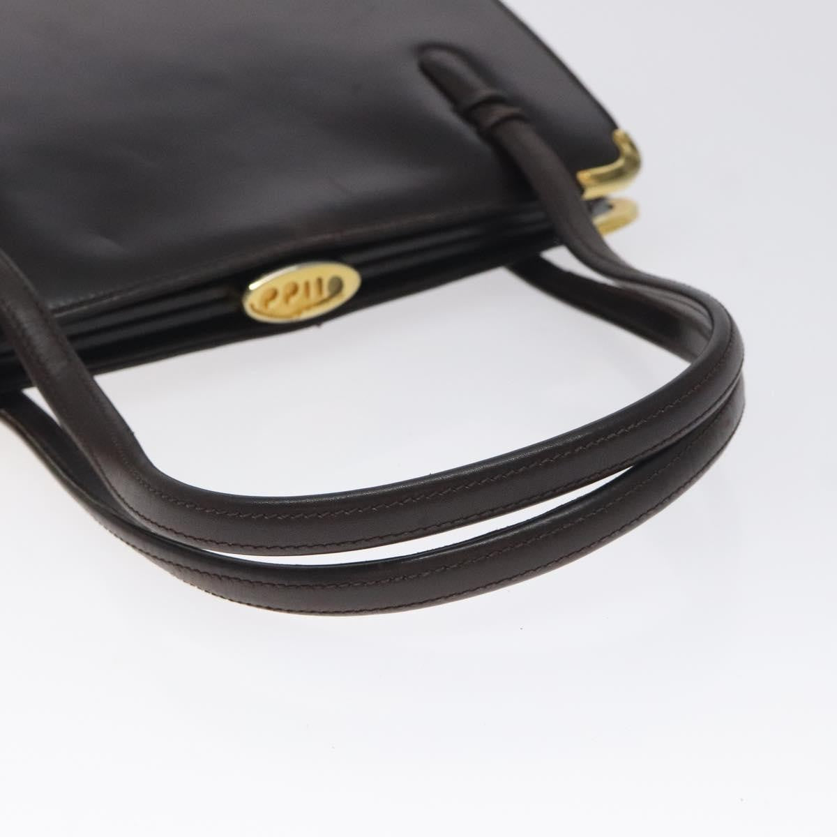 Gucci GUCCI Hand Bag Leather Brown Gold Authentic ep9221