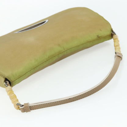 Dior Christian Dior Maris Pearl Shoulder Bag Nylon Beige Silver Authentic 180083
