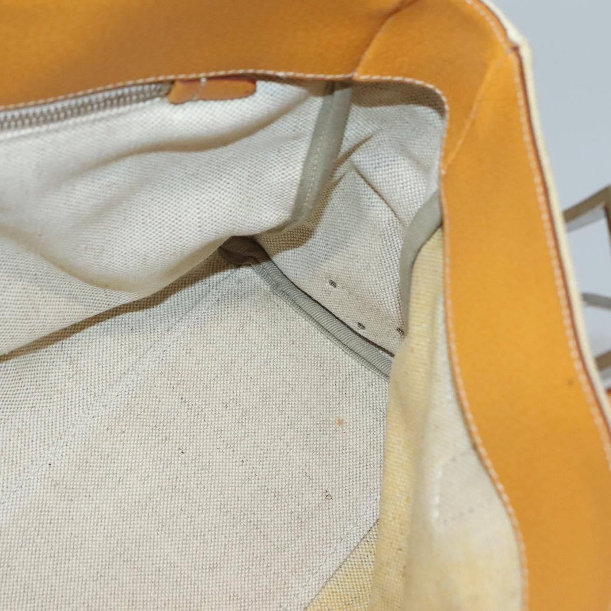 Prada PRADA Hand Bag Canvas Beige Silver Authentic 127392