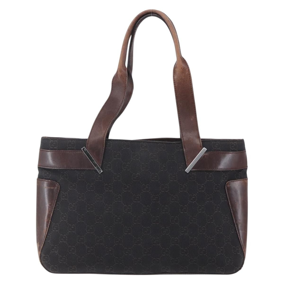 Gucci GUCCI GG Canvas Hand Bag Dark Brown Gold 73983 Authentic 151009